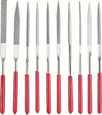 Produktbild von Diamant-Nadelfeilen-Set, Präzisions-Mini-Schmuckfeilen-Set für Glas, Holz, Metallschnitzerei, Basteln, 2 x 100 mm, 10 Stück