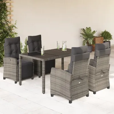 Produktbild von Möbel 5-tlg. Garten-Essgruppe mit Kissen Grau Poly Rattan 2024