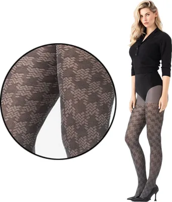Obrázok produktu pre Fiore - Fashion Lover - hrubé dámske pančuchy jemné pančuchy kockovaný vzor 40 denier - 3
