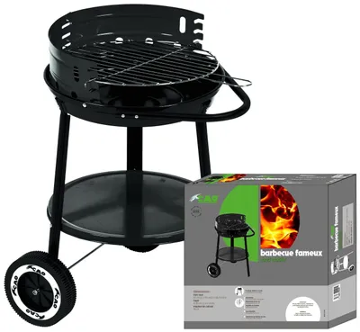 Image de Barbecue portable au charbon de bois, rond, noir, léger