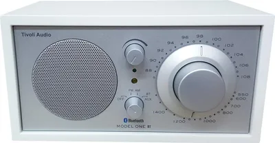 A Tivoli Model One BT radio in white and silver.