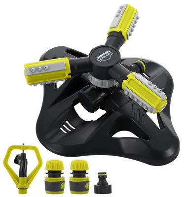 Produktbild von Gartenregner Rasensprenger - 360 Grad Rotation - ABS - Schwarz und Gelb - 2 Düsen