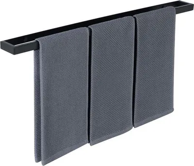 Produktbild von Handtuchhalter Schwarz - Handtuchring zur Wandmontage - Badezimmerorganisation - Edelstahl SUS304 - 70 cm - Matt Schwarz