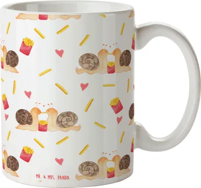 Produktbild von Mr. & Mrs. Panda Tasse Schnecken Liebe - Weiß - Geschenk, Kaffeetasse, Becher, Paar, Pärchen, Verliebt, glücklich, Kaffeebecher, Teetasse, Zufrieden, Freundin, schöne