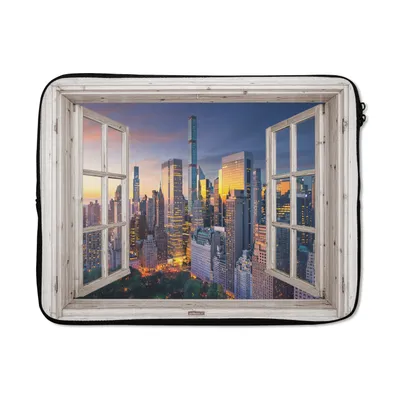 Produktbild von MuchoWow® Laptop Hülle 17 Zoll Laptoptasche Ansicht - New York - Architektur - Zipper - Schutzabdeckung