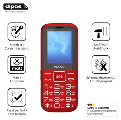 Produktbild von 2x Schutzfolie für Maxvi B21ds up matt - Anti-Shock 9H Folie dipos Glass Kunststoffglas