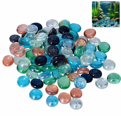 Glassteine für Aquarium Dekoration, 500g, Blau, Kristallstein