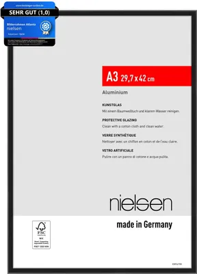 Produktbild von nielsen Aluminium Bilderrahmen Atlanta, 29,7 x 42 cm (A3), Schwarz Matt