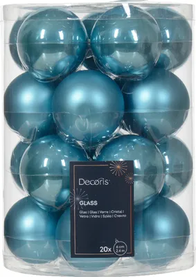 Produktbild von Weihnachtskugeln Glas 6cm x 20 Stück - Zuckerblau