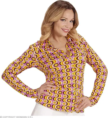 Produktbild von Damenbluse Groovy 70s Discs S/M