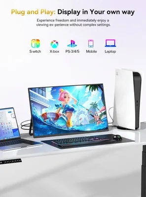 Image de Écran portable - 54,4 cm Full HD - 100 Hz - IPS - USB-C et Mini HDMI - prise européenne - noir