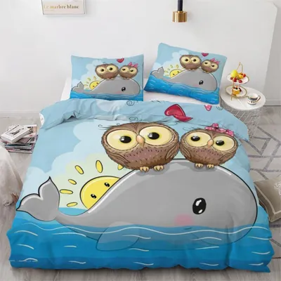 Produktbild von Bettwäsche-Set 135x200 cm 2-teilig Mikrofaser Eule 3D Motiv mit Reißverschluss