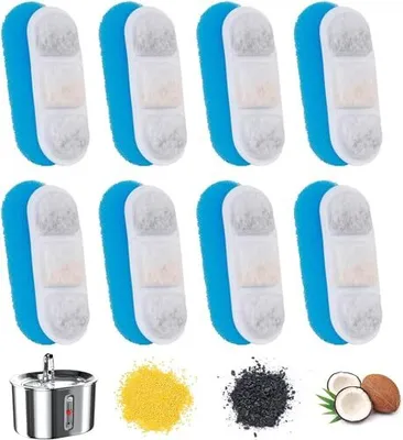 Produktbild von Cat Water Fountain Filter, Set 8 Ersatzfilter 2,5 l/85 Unzen Automatischer PET -Brunnen, 3 Dreifachfiltrationssystem