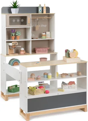 Produktbild von ELLA & PIET® Kaufmannsladen VENDY mit Kuchenauslage und Eisfach (Weiß-Schlamm)