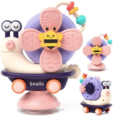 Image de Jouet Montessori à ventouse pour bébé - Jouet de motricité - Escargot violet