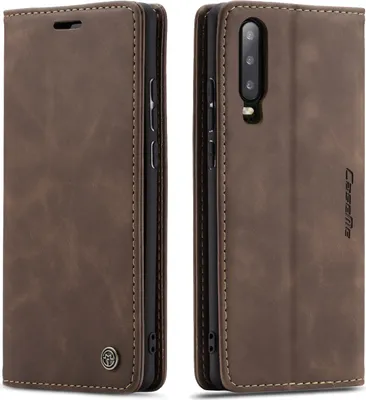 Produktbild von Huawei P30 Hülle, LaimTop Retro Kunstledertasche TPU Innere, Kartenfächer, Magnetverschluss, Klapphülle mit Standfunktion Schutzhülle für Huawei P30 Kaffee