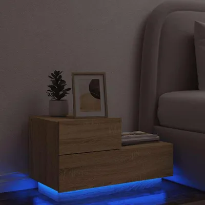 Image de vidaXL Table de nuit avec lampes LED Chêne Sonoma 70x36x40,5 cm