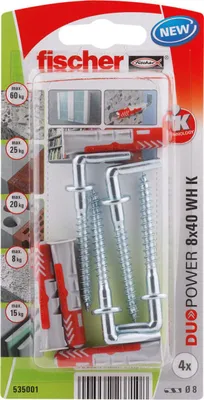 Obrázek produktu pro Fischer 535001 šroubová kotva / hmoždinka 4 ks Sada šroubů a hmoždinek 40 mm