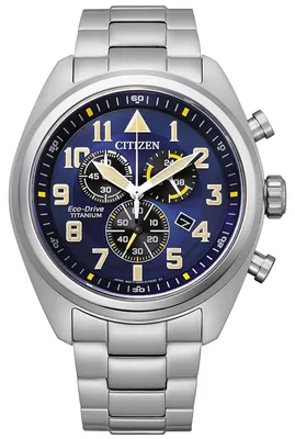 Image de AT2480-81L Eco-Drive Chronographe Homme Titane cadran bleu 44mm