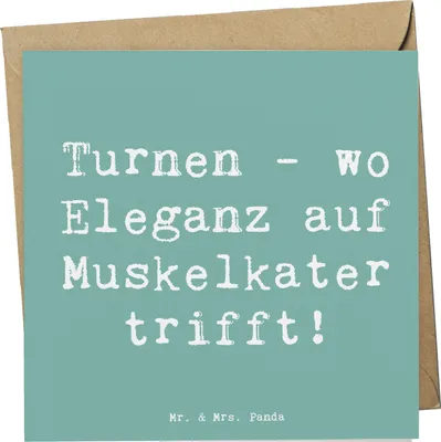 Produktbild von Mr. & Mrs. Panda Grußkarte Turnen Eleganz - Meeresbrise - Geschenk, Sportler, Geschenke, Teamsport, Trampolinturnen, faltkarte, Sport, doppelkarte, Glückwunschkarte