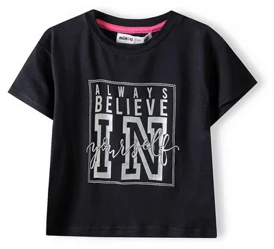 Minoti T-Shirt Schwarz für Mädchen, Vorderansicht
