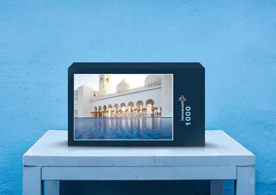 Produktbild von hansepuzzle 68529 - Weiße Moschee Puzzle, 1000 Teile, Religion, 60,0 x 46,0cm mit hochwertiger Aufbewahrung, Kartonbox & Beutel