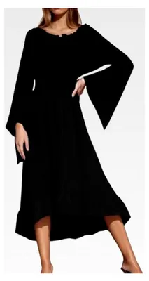 Produktbild von Damen Weihnachtskleider Elegantes Partykleid Alltagskleid mit quadratischem Ausschnitt Corsagenkleid Trompetenärmel Gotisches Maxikleid Freizeitkleider