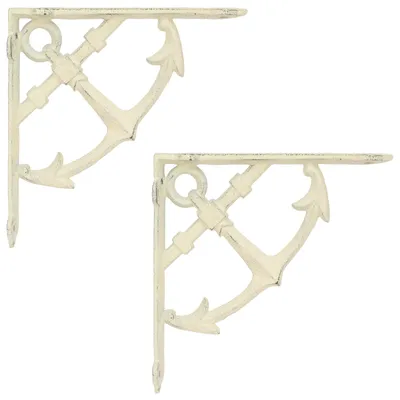 Image de Supports muraux pour étagères, 2 pièces, blanc antique, 10 x 10 x 3 cm, acier