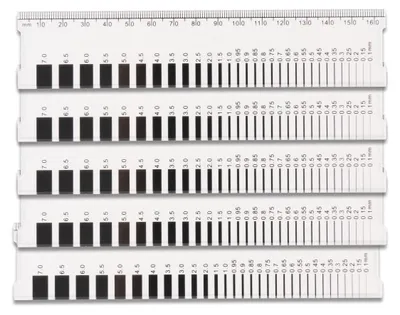 Rissbreitenmesser, Betonrisslehre, 5 Stück, 0,1–7,0 mm