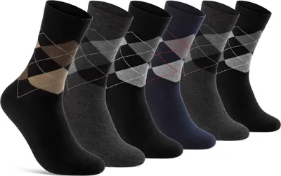 Produktbild von 6 Paar Socken Karo Muster Herren Damen Socken Kariert Baumwolle mit Komfortbund 25349 - Farbmix 35-38