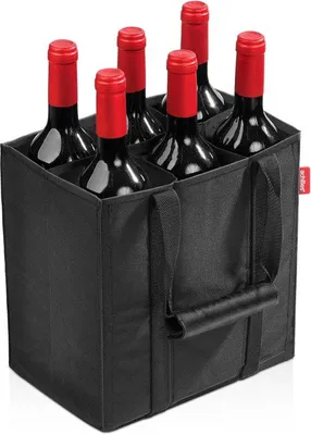 Productafbeelding van Bottle-Bag 6-delige flessenzak voor 6 flessen, flessendrager in zwart, 25 cm x 17 cm x 27 cm
