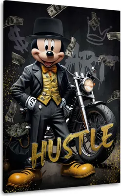 Produktbild von Pop Art Comic Maus Hustle Erfolg Wandbild Leinwandbild Kunstdruck Wanddeko: 40x60x2cm