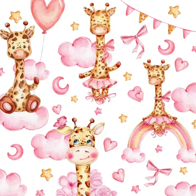Produktbild von Muralo Wandaufkleber Set für Kinderzimmer GIRAFFEN Wolken Sterne Herzen 120x60 cm Wandsticker Set für Baby