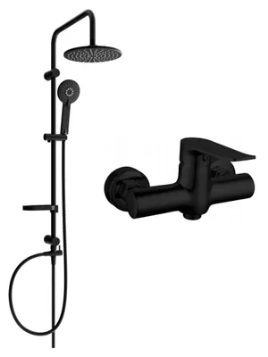 Image de Mexen Carl Set de Douche Extérieur avec Douche de Pluie et Mitigeur Pecos, Noir - 72740240-70