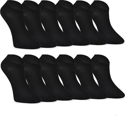 Produktbild von Bambus Socken, Sneaker Socken,12 Paar, Damen und Herren, Kurze Socken, Antibakteriell, Schwarz, 43-46