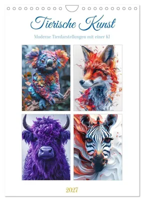Produktbild von Tierische Kunst (Wandkalender 2027 DIN A4 hoch), CALVENDO Monatskalender
