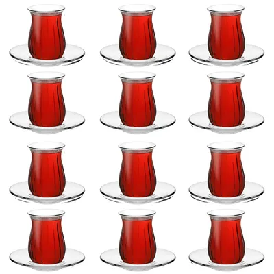 Produktbild von Pasabahce Linka Türkische Teegläser Teeglas Set 24 teilig -12 Personen Cay Bardagi