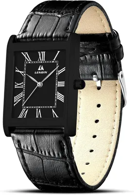 Image de Montre-bracelet élégante pour homme, à quartz, style rétro, bracelet en cuir, étanche, rectangulaire, de créateur, classique