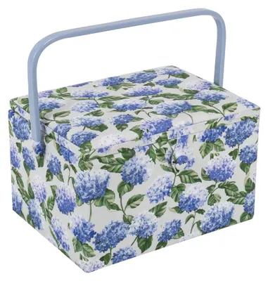 Nähbox mit Nadelkissen, 23,5x31x20 cm, Hortensie