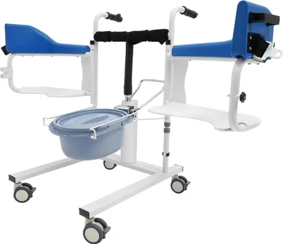 Obrázek produktu pro Invalidní vozík pro pacienty, hydraulický transportní model, modrý, pro domácí přepravu