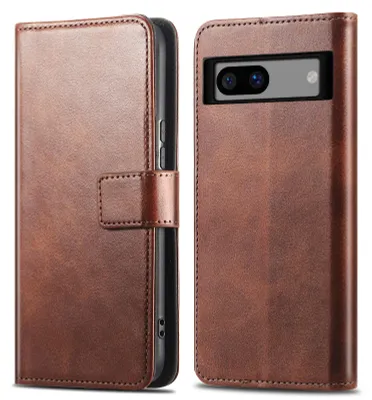 Imagen del producto de Funda Tipo Libro de Lujo para Google Pixel 7a - Marrón oscuro