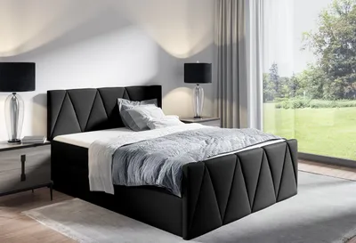 Produktbild von Doppelbett GISELA LUX – 200x200, schwarz + GRATIS-Topper