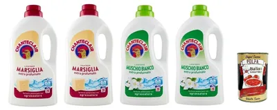 Produktbild von Chanteclair Lavatrice Testpaket Marseille + Weißer Moschus- Flüssigwaschmittel für die Waschmaschine - Waschmittel 28 Wäschen 4x 1260ml + Italian Gourmet polpa 400g
