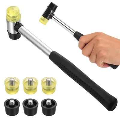 Produktbild von Gummihammer Schonhammer - 25 mm - Mit 6 austauschbaren Köpfen - Kunststoffgriff