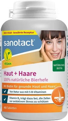 Produktbild von sanotact Bierhefe Tabletten 400 Tabletten - 100% natürliche Bierhefe vegan - Mit Biotin für schöne Haare & gesunde Haut - 6 B-Vitaminen