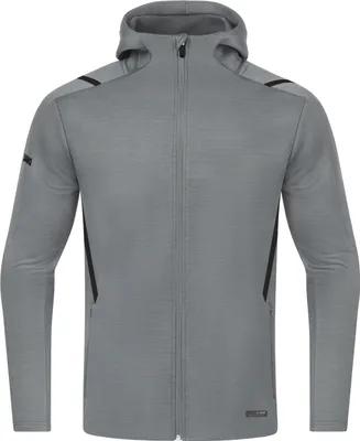 Produktbild von JAKO Unisex Freizeitjacke Challenge mit Kapuze, Farbe:steingrau meliert/schwarz, Größe:M