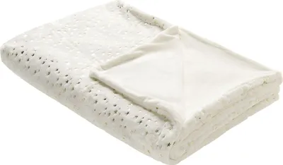 Produktbild von BELIANI Kuscheldecke Cremeweiß Polyester Stoff 130 x 180 cm mit Sternen Motiv für Bett Sofa Couch Sessel Erwachsene Kinder Wohnzimmer Schlafzimmer