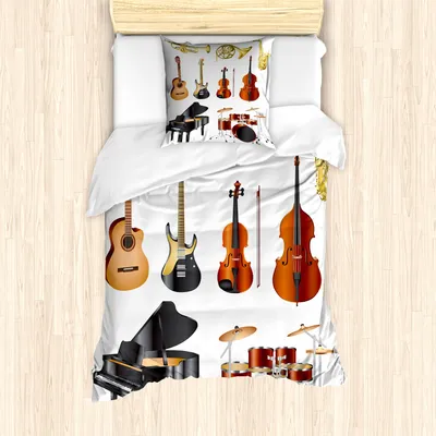 Produktbild von ABAKUHAUS Musik Mantele, Symphony Orchestra Concert, Milbensicher Allergiker geeignet mit Kissenbezügen, 135 cm x 200 cm - 80 x 80 cm, Mehrfarbig