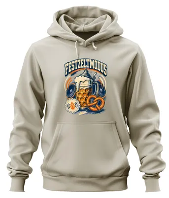 Produktbild von Festzeltmodus Wiesn Maßkrug Brezel Lederhose Hoodie Kapuzenpullover, Natur, S