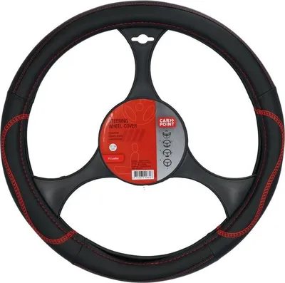Obrázek produktu pro Potah volantu CarpointPolyuretankůže černá/červené akcenty 37-39cm